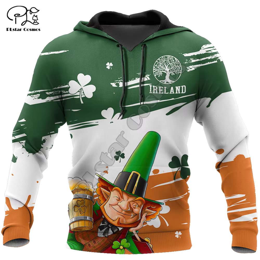 PLstar Cosmos 3D Print Ireland Clover Irish St.Patrick Funny Men/Women Harajuku Streetwear Hoodies/Zip Hoodie/Sweatshirt/a17