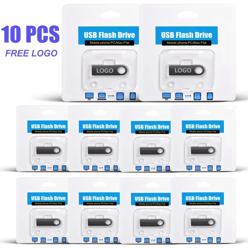 10PCS/lot Metal USB Flash Drives 1GB 2GB 4GB Pendrive 8GB 16GB USB Pen Drive 32GB 64GB Memory Sticks 128MB 256MB 512MB Free LOGO