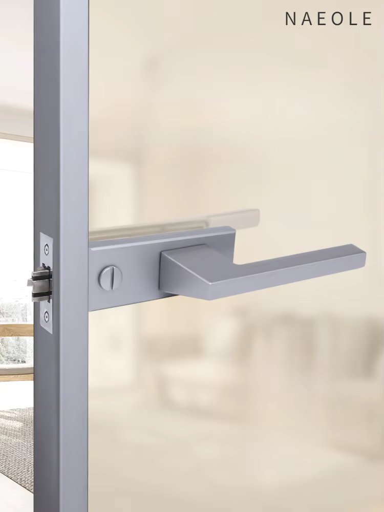 Extremely Narrow Swing Door Lock Martin Minimalist Glass Aluminum Alloy Narrow Side  Bathroom Toilet Universal Door Handle