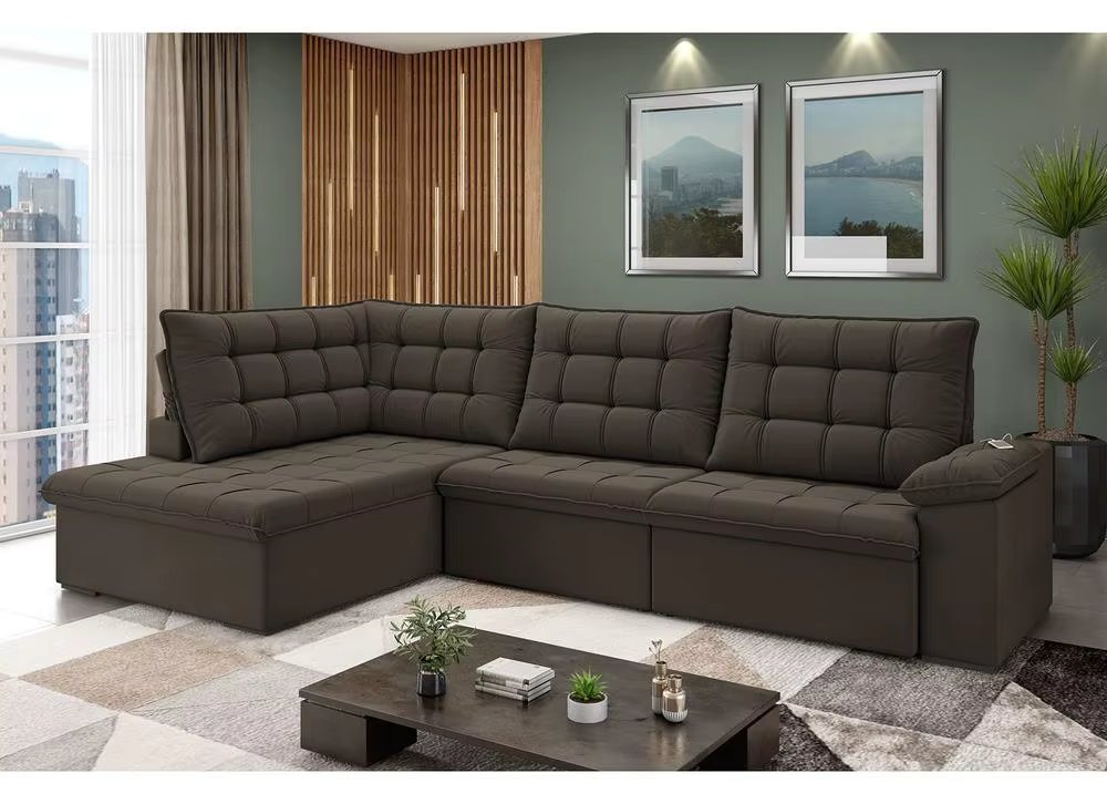 Corner Sofa 6 Places Retractable Reclining Suede Velvet Dallas Flexforma Upholstery
