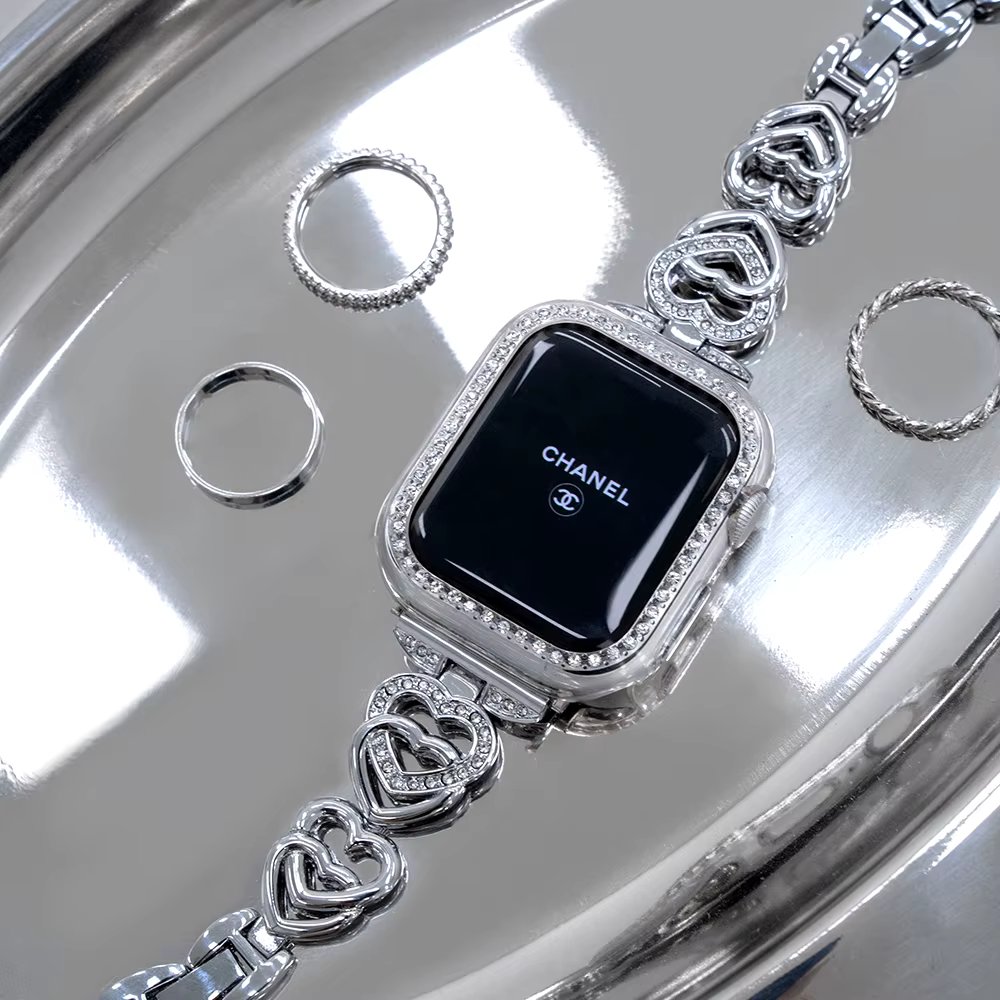 Entercorn Apple Watch Double-human-cut Curbic-chain Metal Strap Band Watch Band