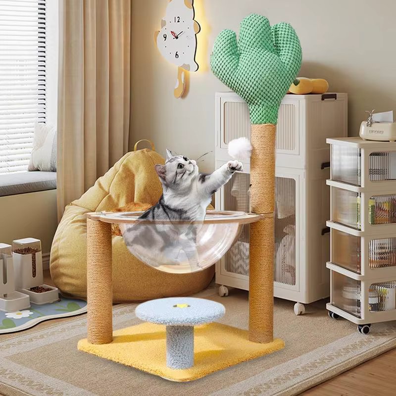 Cat Climbing Tower Cactus Cat Tree Playhouse Interactive Cat Tree Playhouse Removable Cat Climber Stand With Space Scratching