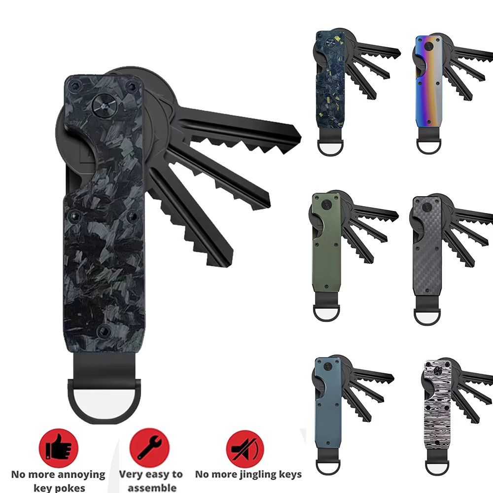 Key Organizer Compact Holder Metal Key Chain Minimalist key case holder for keychain Secures 1-5 Keys