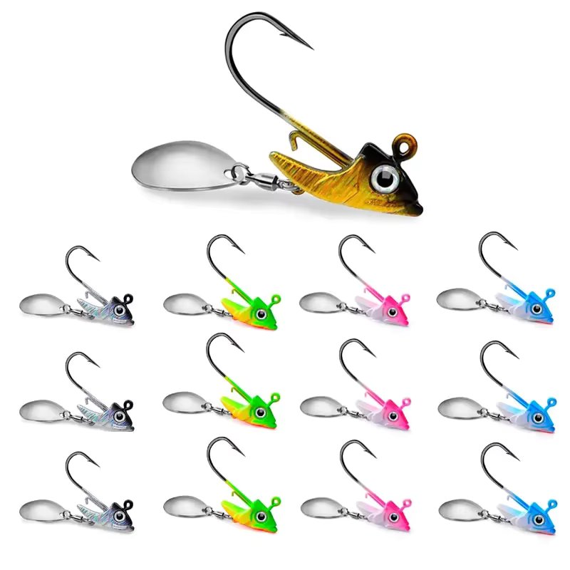 3pcs Sinking Rotating Jig Head Fishhooks 7.5g 10.5g 15g Sequin Metal Spoons Fishing Hooks for Soft Lures Fishing Accessories