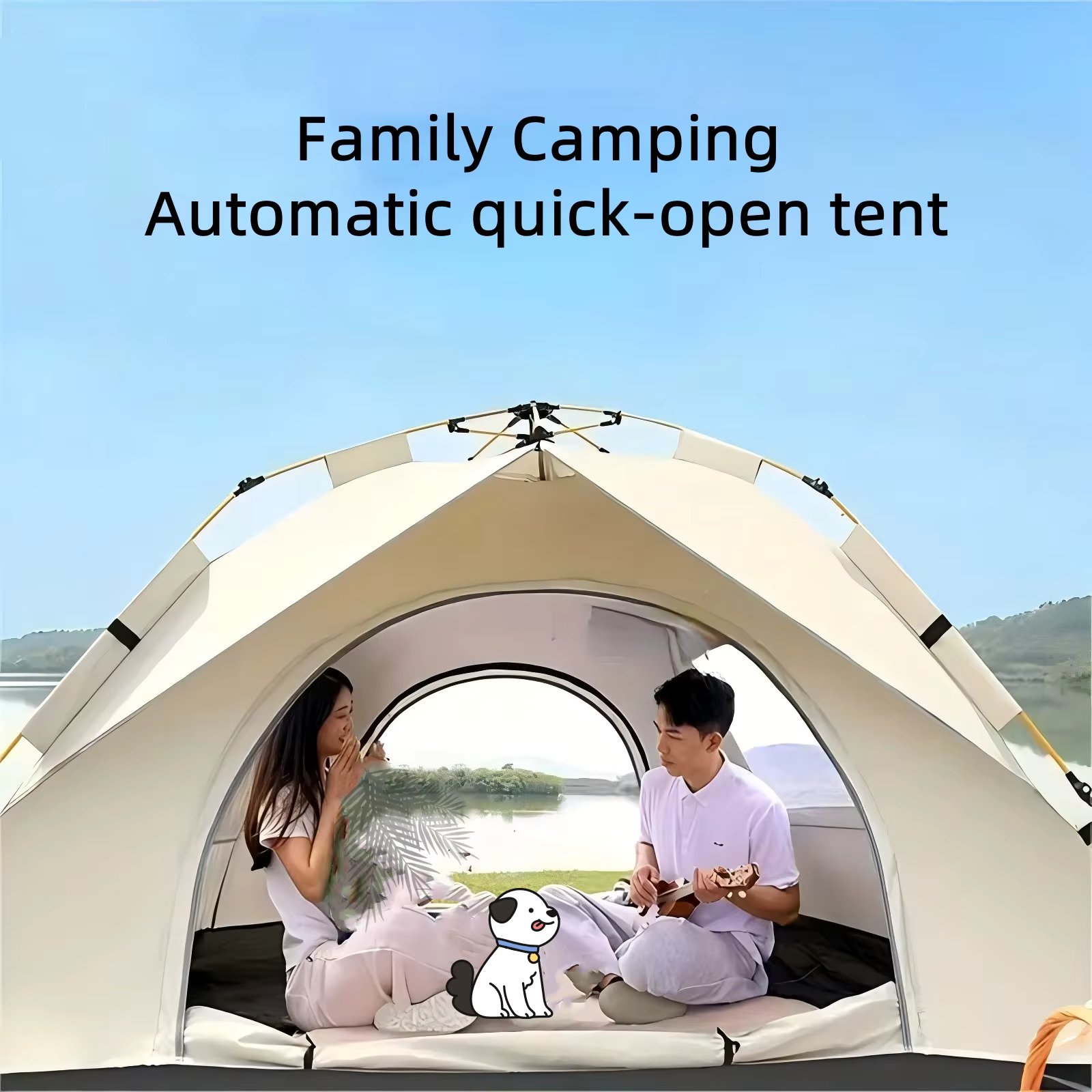 Fully Automatic Quick Opening Camping Tent, Dual Doors And Windows For Superior Ventilation, Waterproof Windproof Tent, Lightwei
