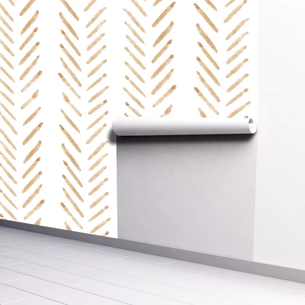 Light Brown Herringbone Peel and Stick Wallpaper Geometric Lines Self Adhesive Wallpaper Roll Modern Stripe Prepasted Wallpaper