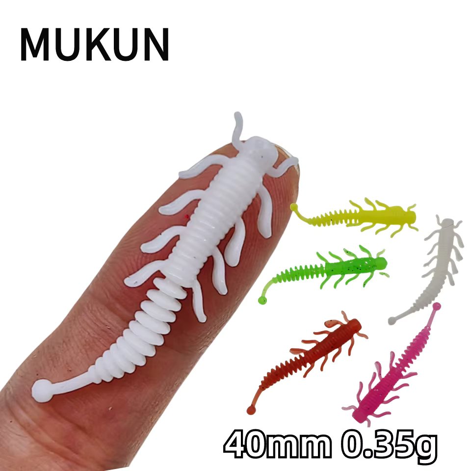 MUKUN 10PCS NEW TPE Mini Soft Worm Fishing Lure 0.35g/40mm AJING Rockfish Artificial Baits Bass Silicone Fishing Tackle