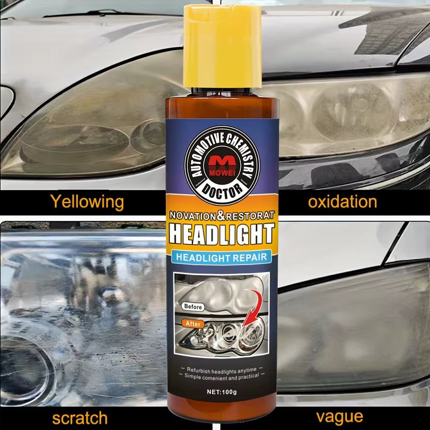 Car Headlight Restoration Polishing Kits Headlamp Scratch Remover Repair Cleaning Paste Remove Oxidation Headlight Polish Liquid