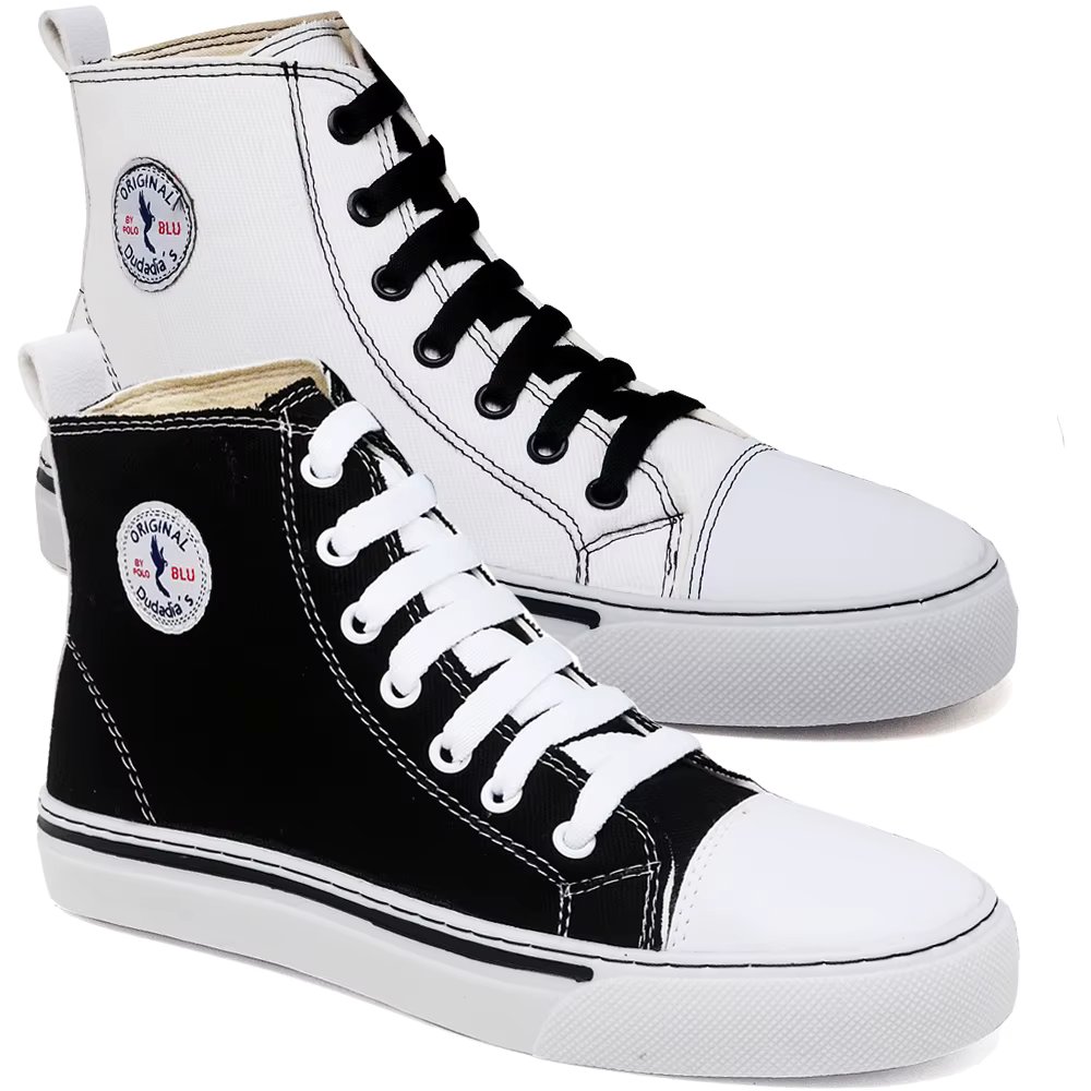 Kit 2 Pares Tênis Feminino Cano Polo Blu alto Leve Confortável Clássico do 34 ao 39