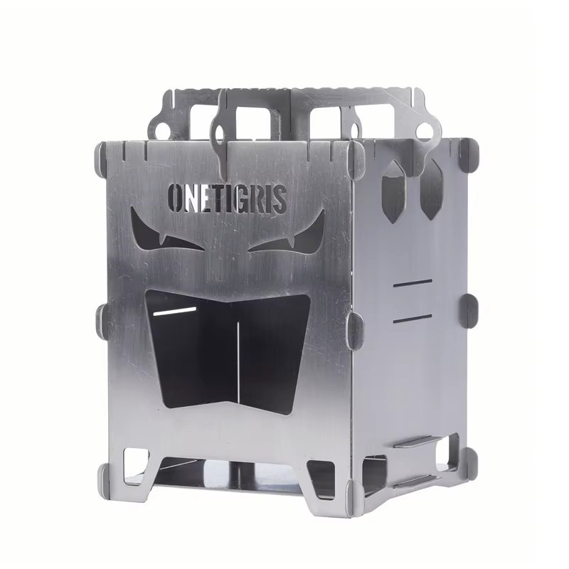 OneTigris Titanium Firewood Stove Wood Burning Stove ROCUBOID Splicing EVIL EYES Portable Camping Furnace Picnic Cooking