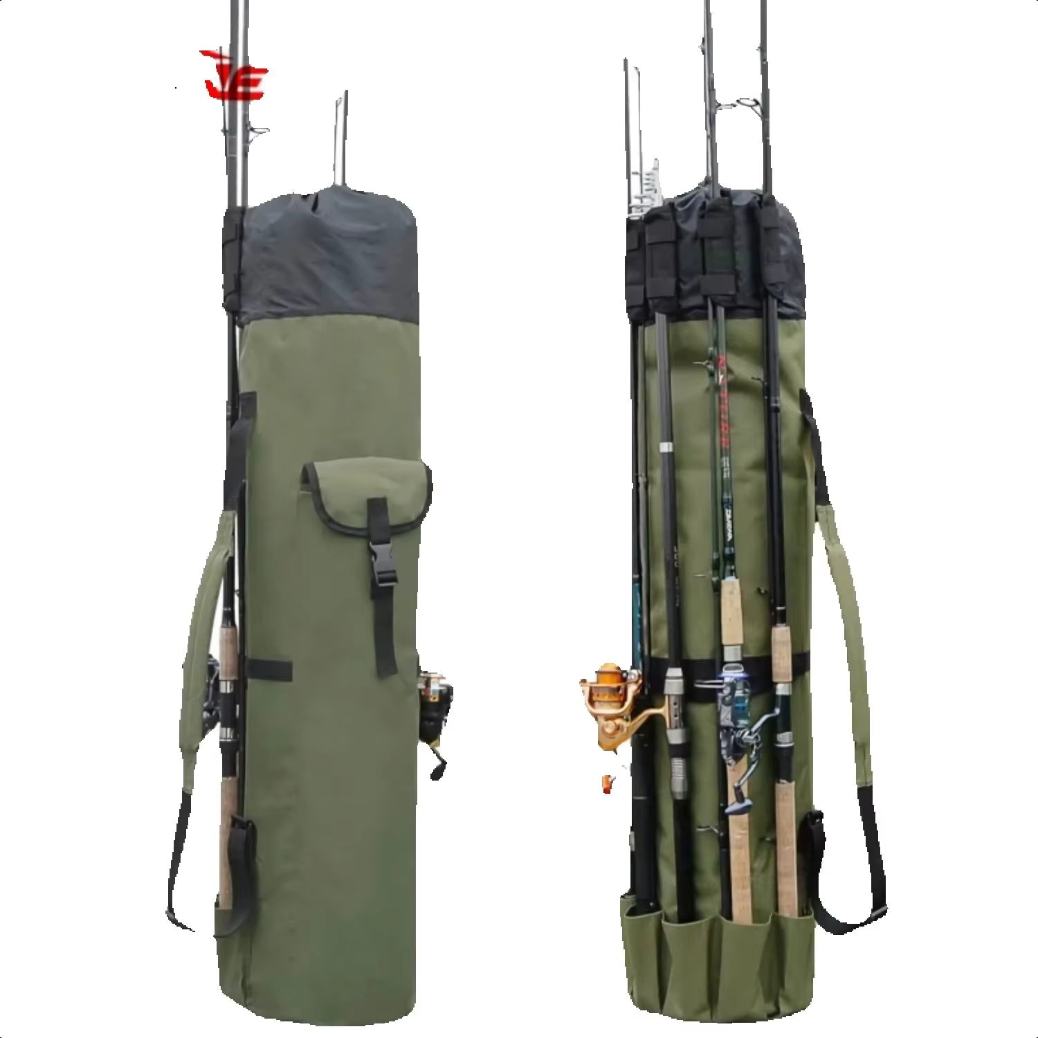 SXHWC Portable Folded Fishing Rod  Multifunction Fishing Tackle Tools  Pack Cylinder Outdoor Fishing Gear Shoulder Bags X336