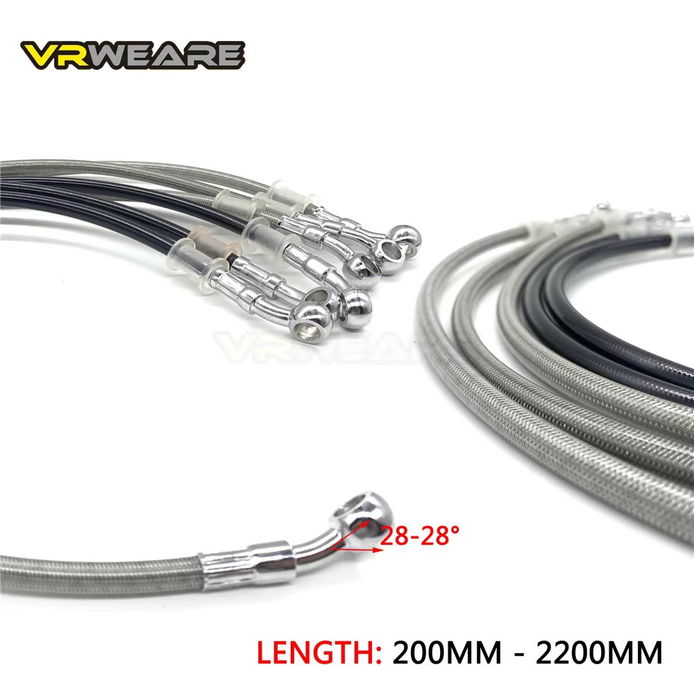 300-2200MM Motorcycle Hydraulic Brake Hose Line Only Silver Braided Cable 10mm Banjo Pipe For Suzuki Kawasaki Yamaha Honda ATV