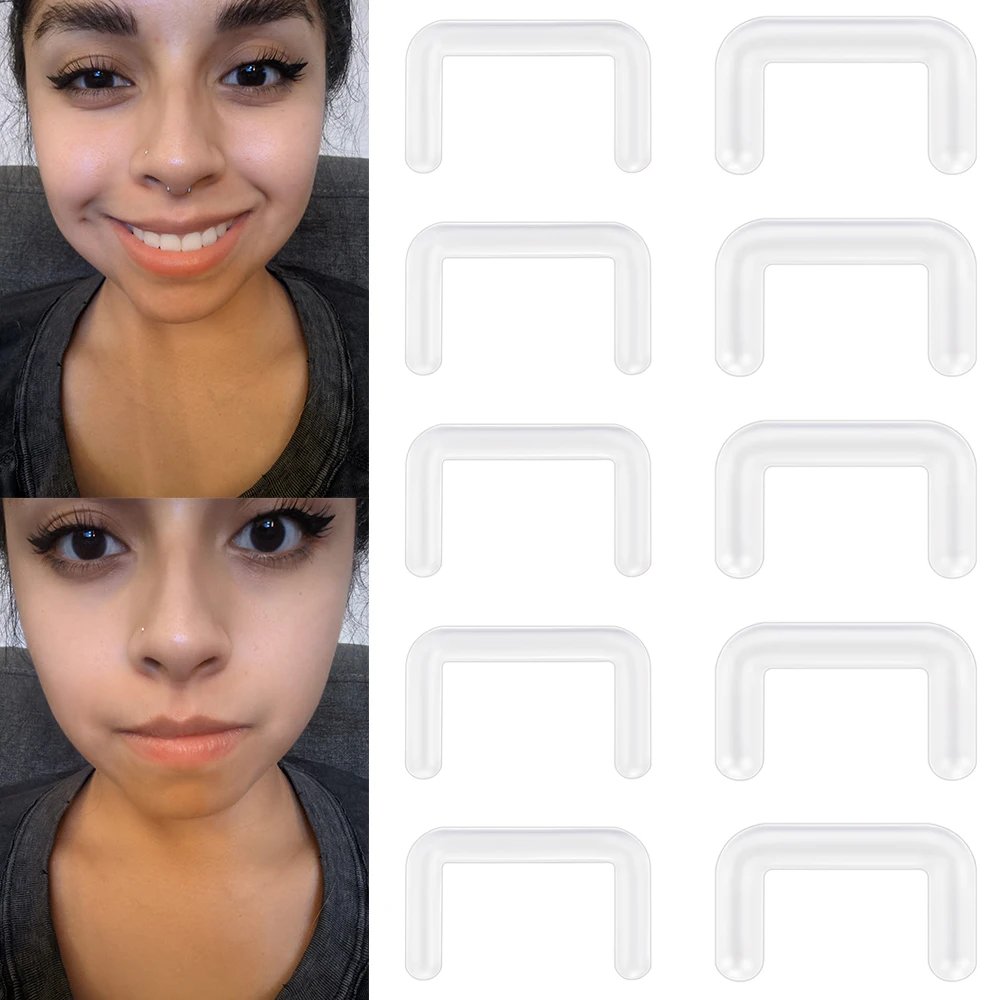 14/16G Septum Piercings Hider Acrylic Nose Studs Ring 5-15PCS Flexible U-Shaped Body Hole Care Invisible Piercings Holder