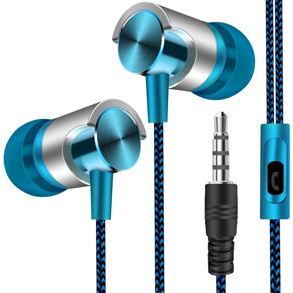 Wired Earphone Bass Stereo Wired Headphone 3 5mm Mobile Phone In-ear Earphone with Built-in Mic  Purple