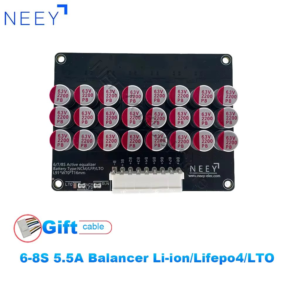 NEEY 5.5A 6S-8S Active Equalizer Balancer Cells Balancer Lifepo4 Lipo LTO Battery Energy Capacitor Lithium Pack BMS Accessories