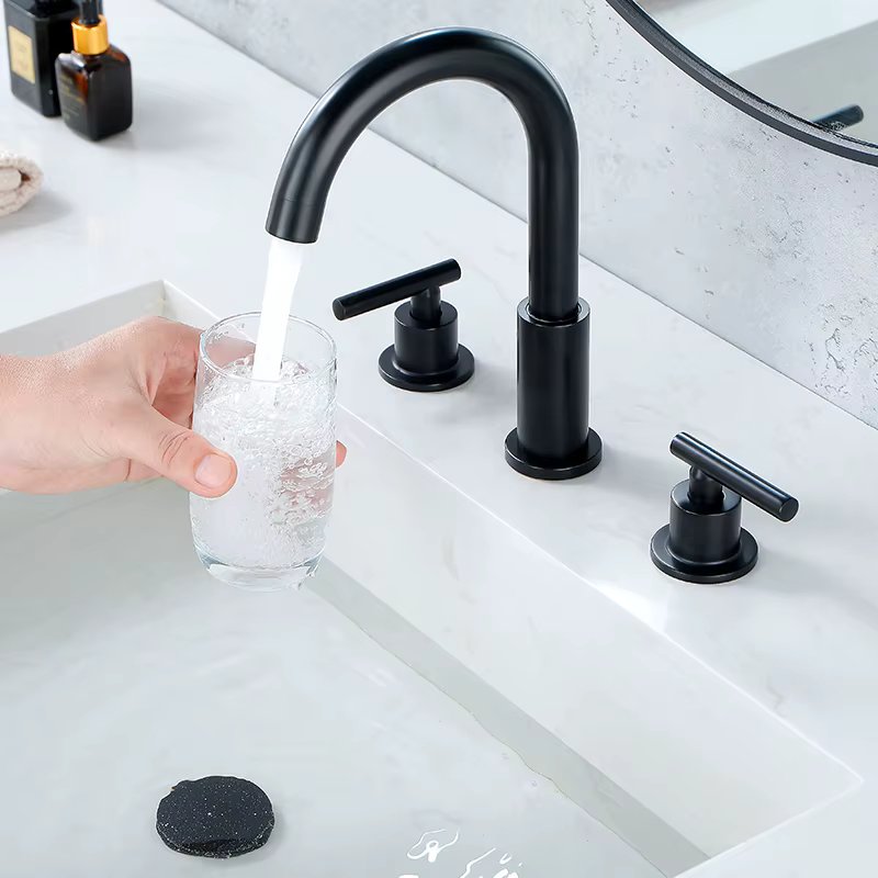 Bathroom Faucets for Sink 3 Hole Widespread 8 inches Basin Faucet with Pop up Drain Lavatory Faucets 2 Handles