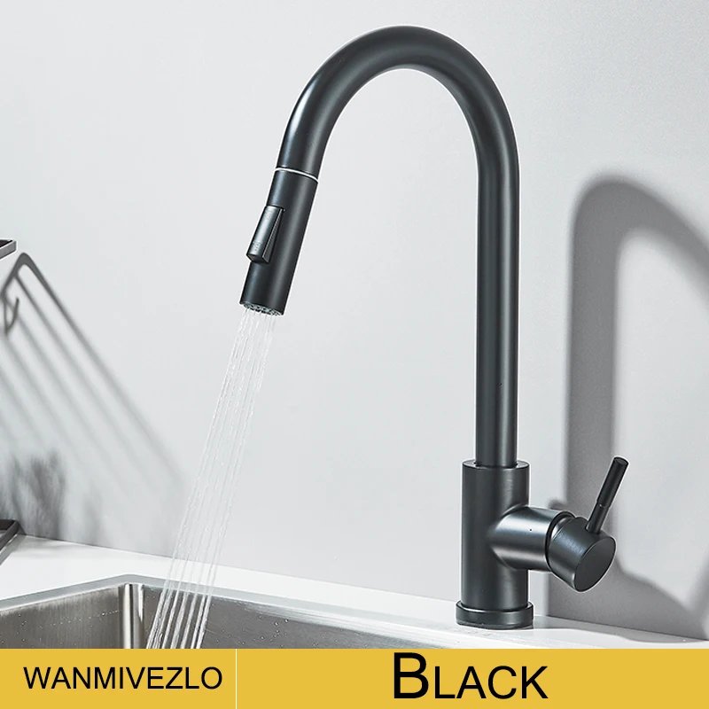 Wanmivezlo Pull Out Kitchen Faucets 360° Rotation Kitchen Mixer Tap Single Lever Mixer Tap Kitchen Sink Cold Hot Water Tap