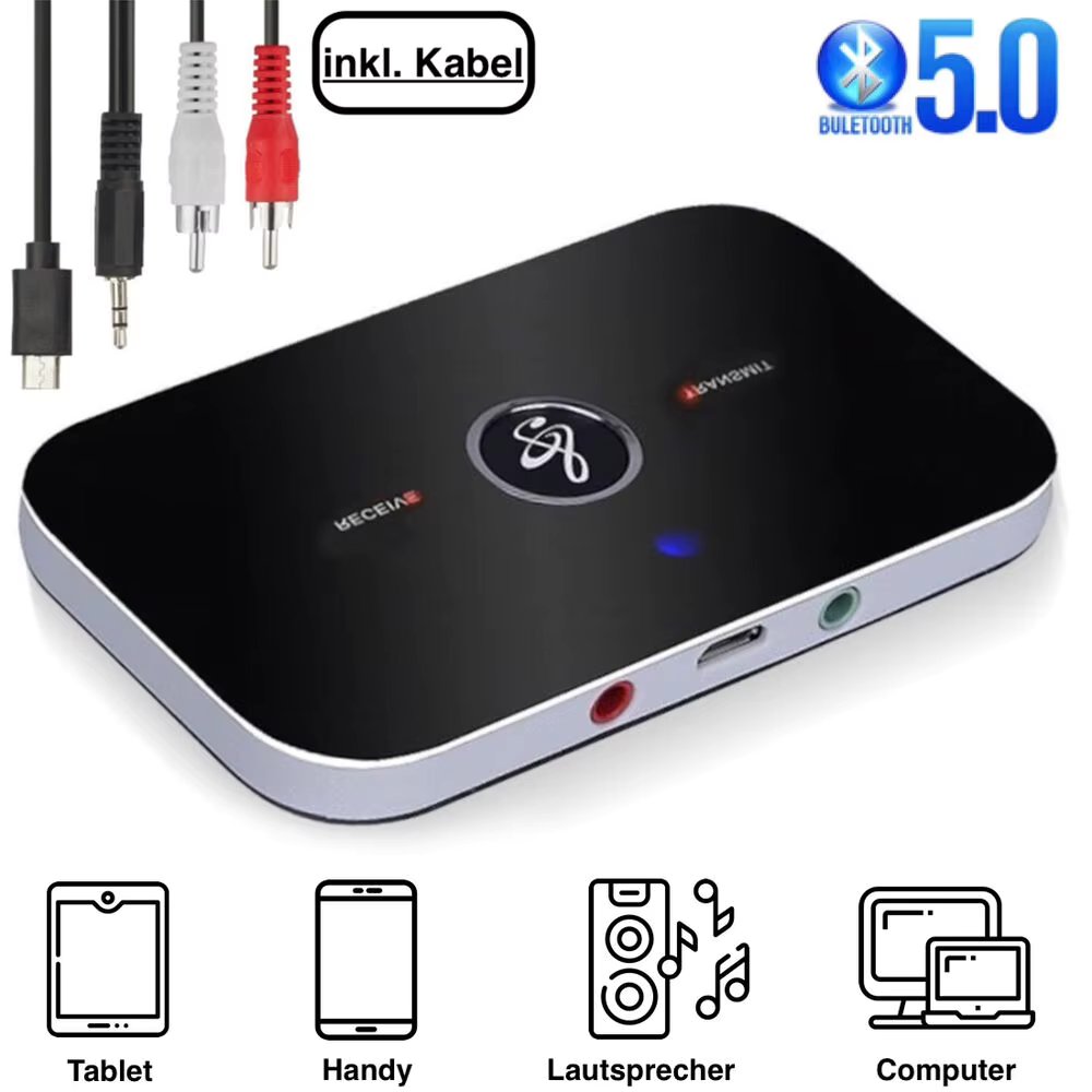 Wireless 2in1 Aux Audio Adapter Bluetooth 5.0 Transmitter Receiver Transmitter TV Headphones for B6  Audio Receivers