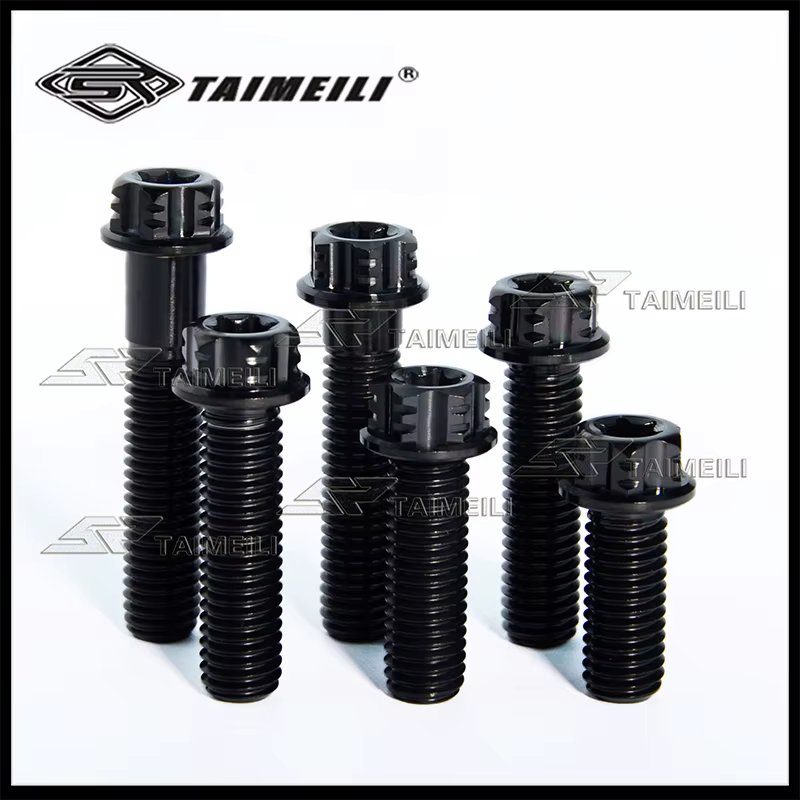 TAIMEILI 1PCS Titanium alloy screw plum head flange screw blackM6x20-40/M8x20 -40mmP 1.25/M10x25-70mm motorcycle screw