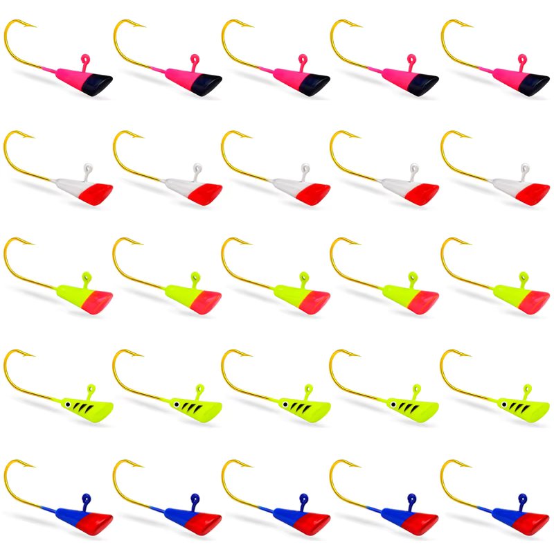 25pcs Shad Dart Jig Heads Fishing Hooks Crappie Panfish Bass Lures Accessories Fishing Gear Goods Hooks 1/32 1/16 oz