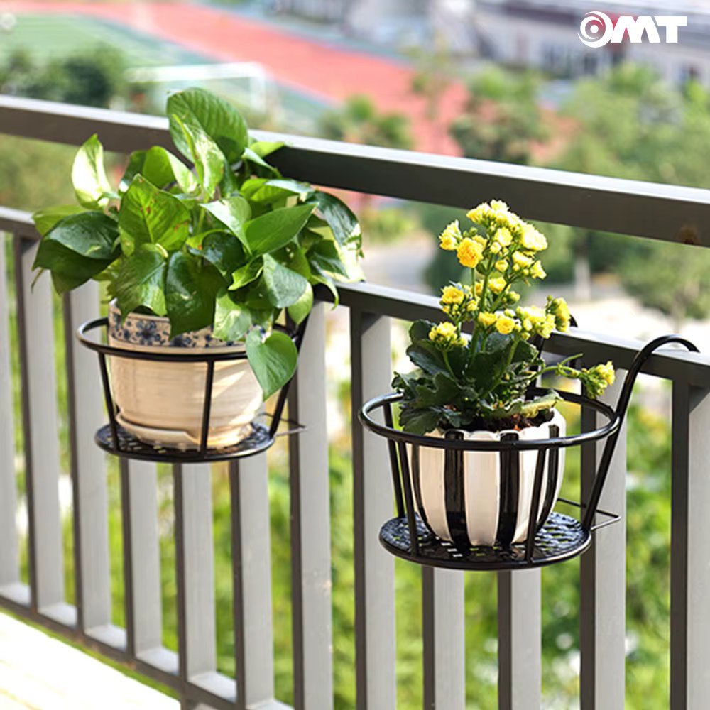 Hanging iron plant pedestal verandas railings balcony plant shelf