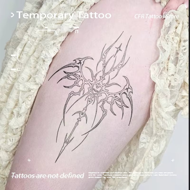 Y2K Style Korean Fashion Skull Wings Herbal Juice Tattoo Sticker For Woman Arm Halloween Tatoo Waterproof Durable Tattoos Charm