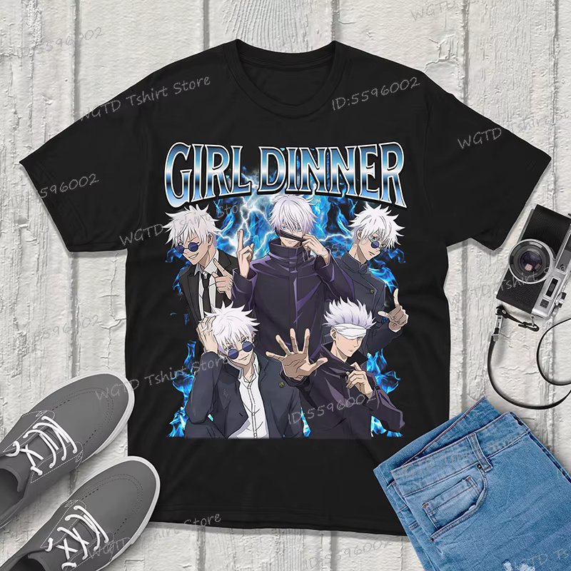 Satoru Gojo Jujutsu Kaisen T-Shirt Vintage Streetwear Short Sleeve Men Clothing Oversized T Shirt