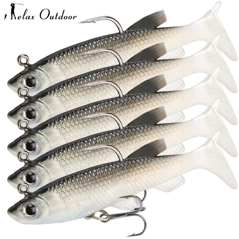 1/ 5pc Lot Jig Hook Silicone Soft Bait Set Swimbait 8cm 12.5g Fishing Wobblers Artificial Rubber Baits for Pike Bass Lure Tackle