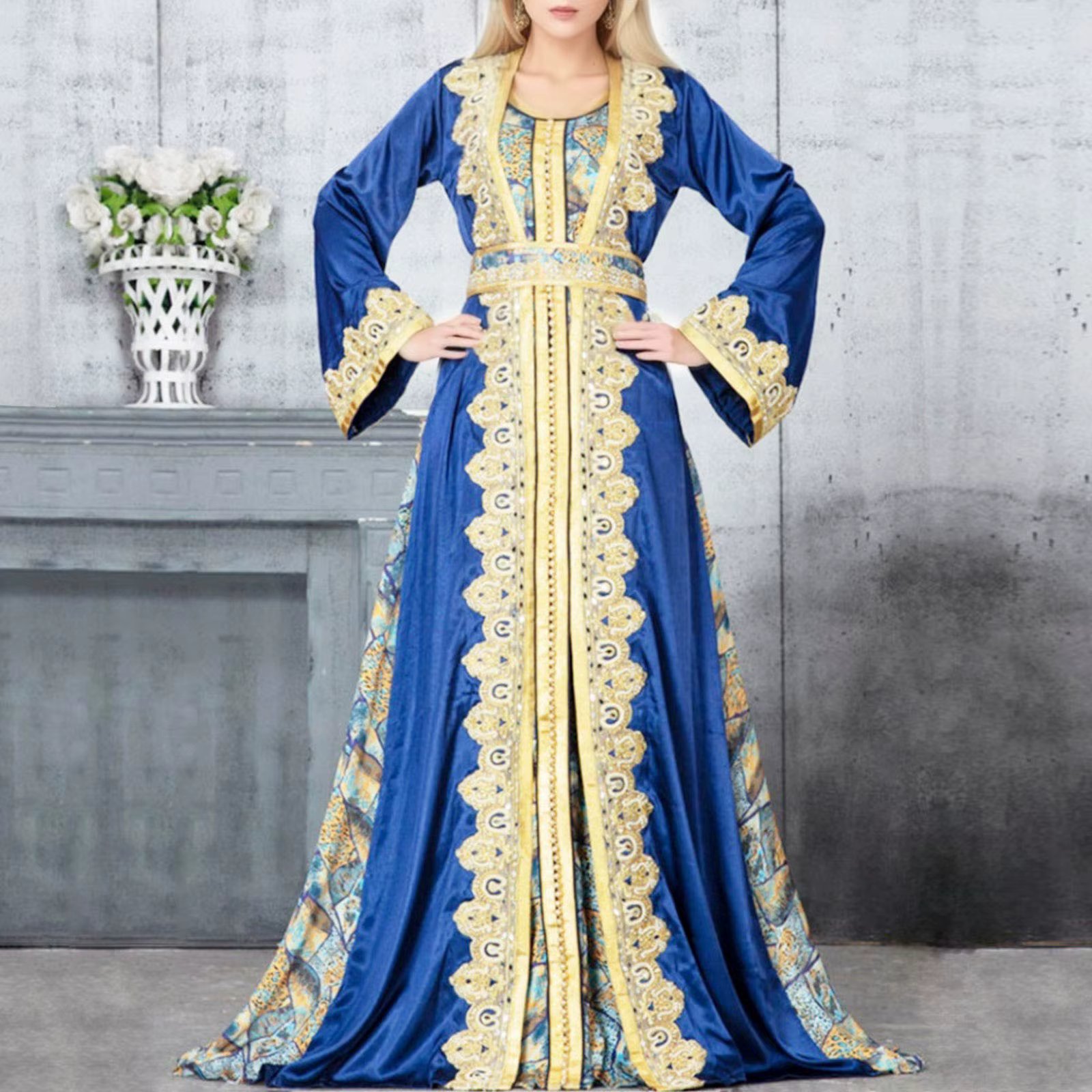 Moroccan Party Kaftan Women's Muslim Dress With Belt Luxury Abaya Ramadan Arabic Wedding Evening Dresses Abaya Islamic Clothing