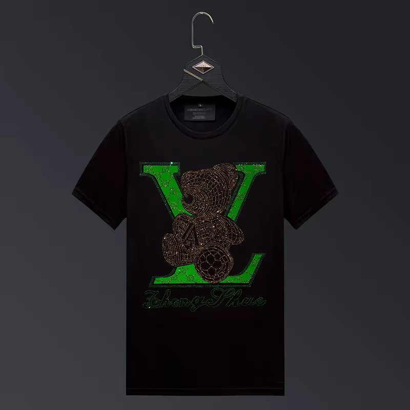 2024 Bear Rhinestones Cartoon T Shirts Men Fashion Streetwear High Quality Short Sleeve O Neck Slim T-shirts Man Plus Size 6XL