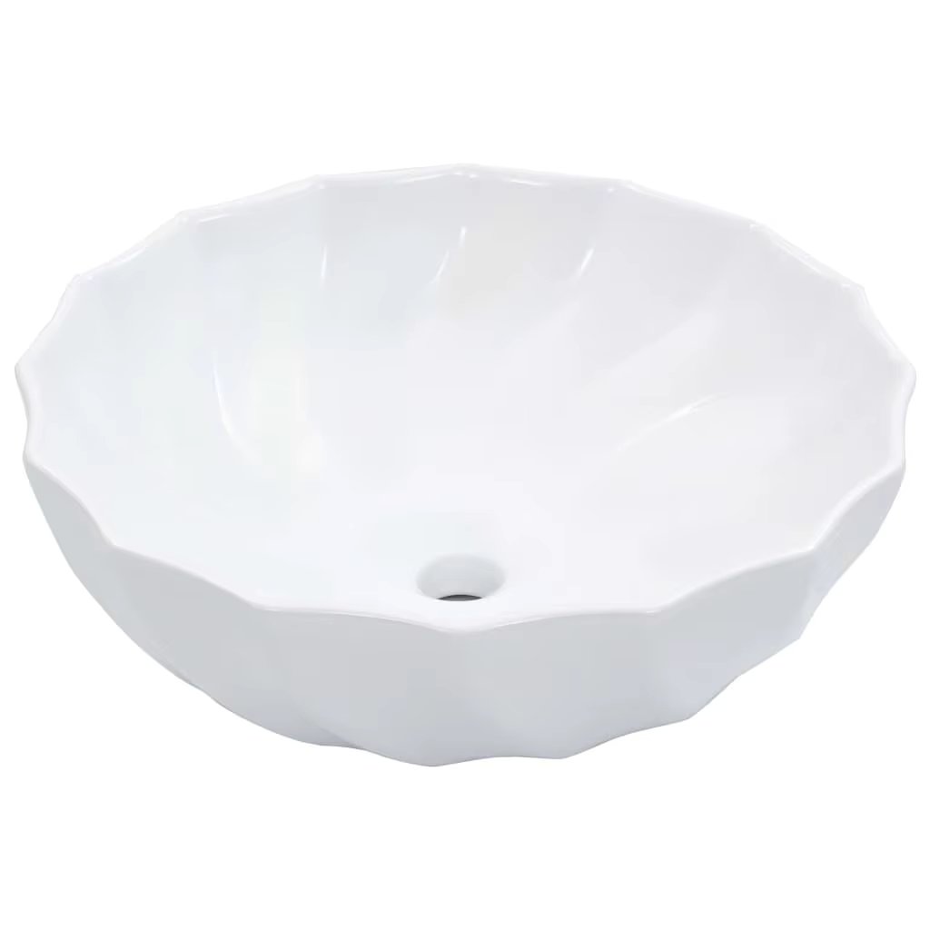46x17 cm White Ceramic Wash Basin – Elegant Bathroom Sink for Modern Spaces