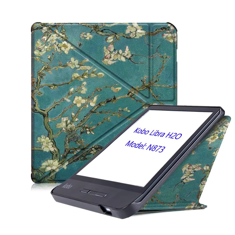 Stand Case For Kobo Libra H2O 7" EReader Ebook Pocket Pouch Premium Leather Multiangle Origami Model N873 Protective Shell Cover