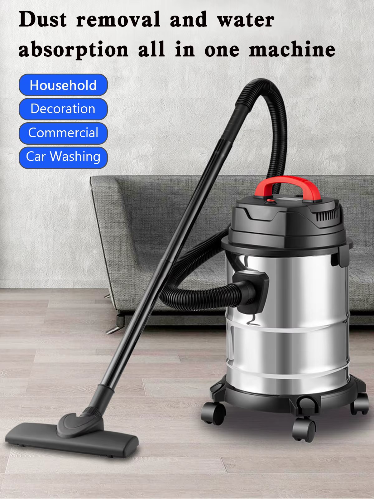 Artudatech 18L Steel Stainless Wet/Dry Canister Vac Shop Vacuum Cleaner 1800W