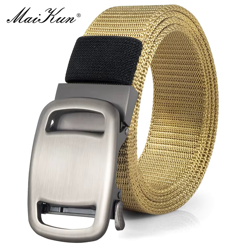 Maikun Military Tactical Belt For Men Casual Canvas Ratchet Golf Web Belt Automatic Buckle Nylon Belt