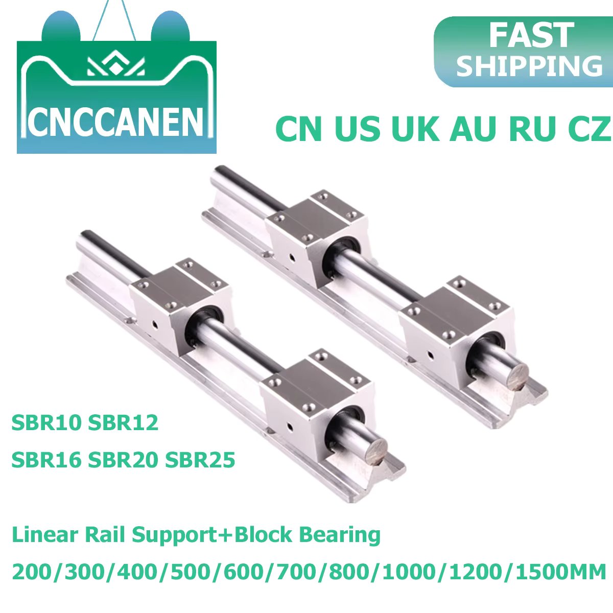 Linear Rail Set SBR12 SBR16 SBR20 SBR25 300 400 500 600 800 1000 1200MM 2PCS Linear Guide+4PCS Block Bearing For CNC Part