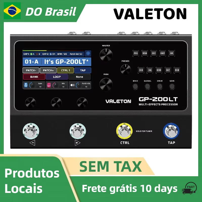 Valeton GP-200LT Guitar Bass Amp Modeling IR Cabinets Simulation Multi-Effects with FX Loop MIDI I/O Stereo OTG USB Audio