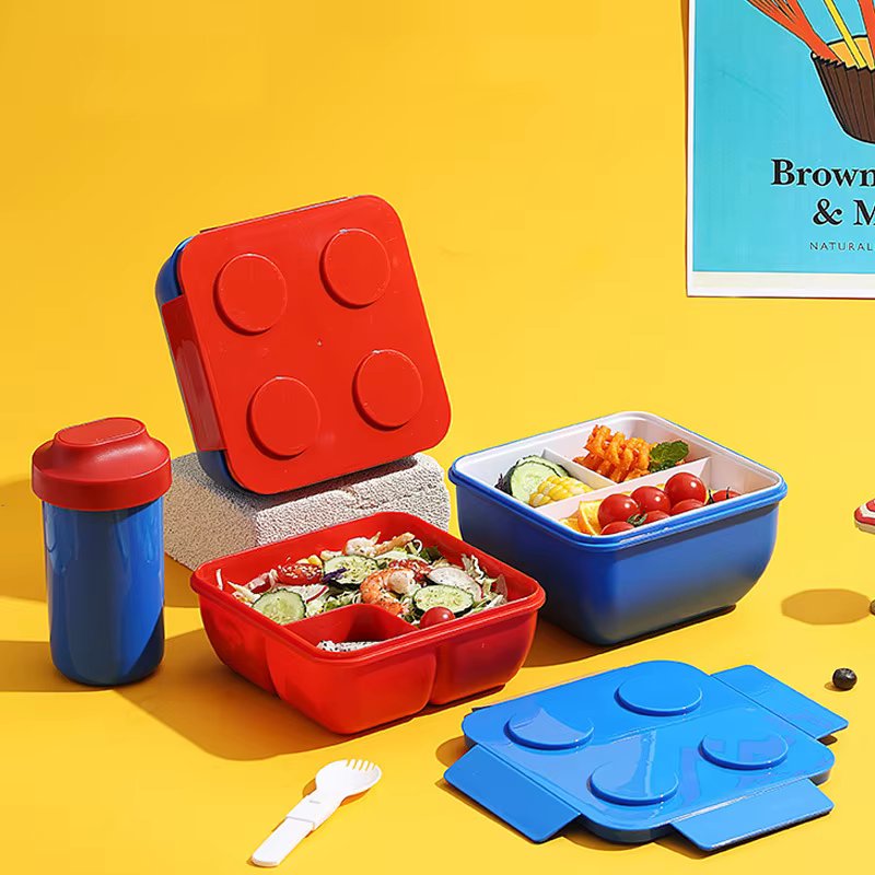 Portable Sealed Lunch Box Color Building Blocks Splicing Children's Student Bento Box Picnic Fruit Salad Food Storage Container