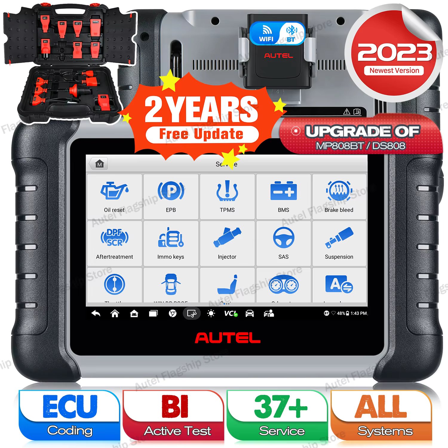 Autel MaxiPRO MP808BT Pro Kit OBD2 Diagnostic Tool ECU Coding Refresh Hidden,VAG Guided,38+ Services Upgrade of MP808S MP808BT