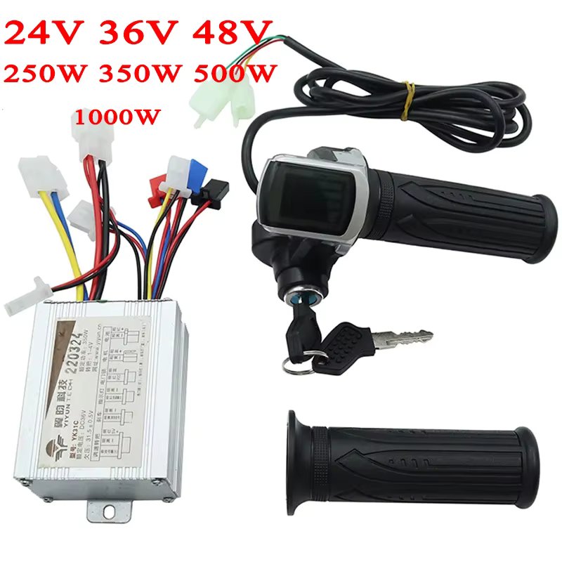 Electric Bike Bicycle Scooter Accessories Motor Brushed Controller & Throttle Twist Grip 24V 36V 48V 250W 350W 500W 1000W
