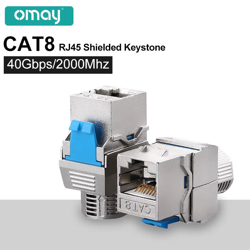 RJ45 CAT8 Tool-Less STP Shielded Keystone Jack Module,Self-Locking Zinc Alloy Network Coupler Adapter