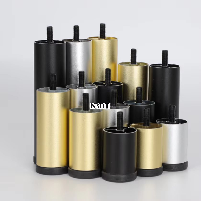 4Pcs Dia.38mm Round Aluminum Furniture Cabinet Cupboard Sofa Bed Washing Machine Leg Levellig Feet M8 Thread Bolt Mount