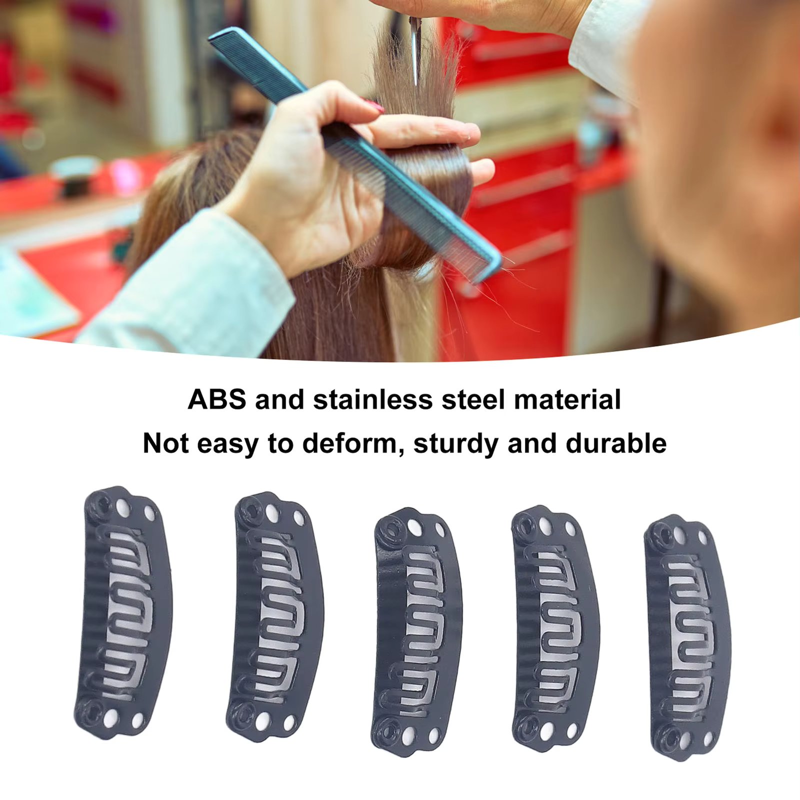 1/2/4pcs 2.3cm U Shape Wig Clips 6 Comb Teeth Stainless Steel Black Wig Accessories Snap Comb Clips for Hair Extension Wig Clips