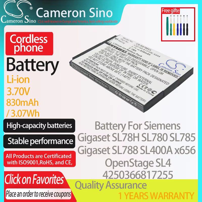 CameronSino Battery for Siemens Gigaset SL78H SL780 SL785 SL788 SL400A x656 fits Siemens 4250366817255 Cordless phone Battery