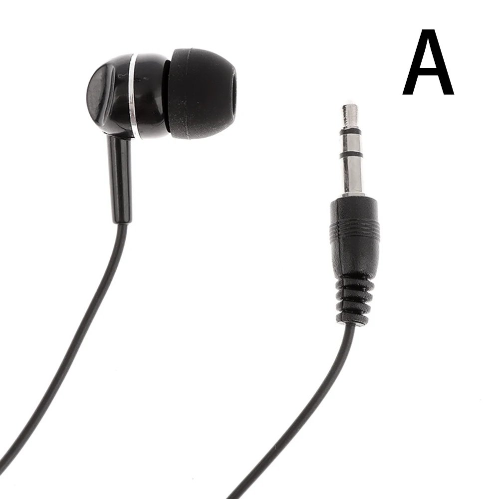 Black 50cm 3.5mm Single Side Mono Earphone In Ear Earbud Headset for Smart Phones MP3 Dual Channel wired Earphone