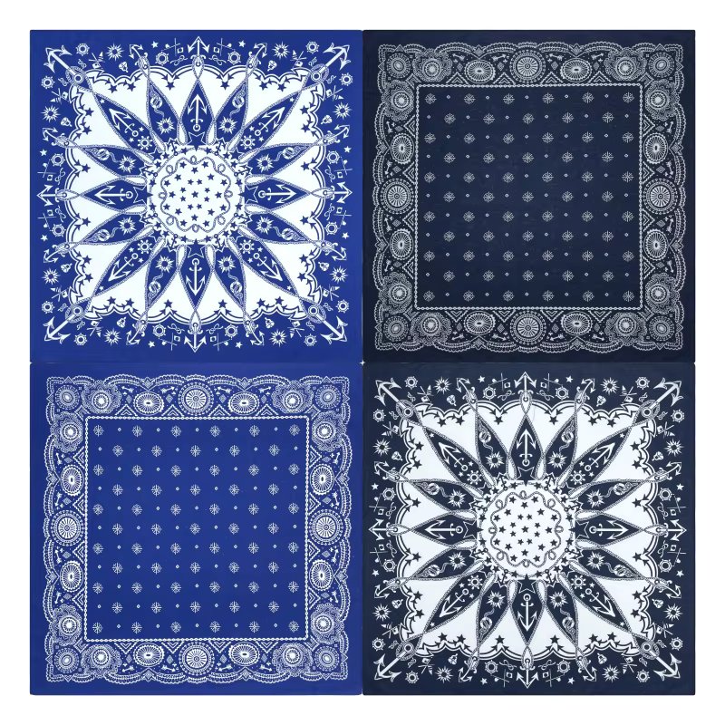 Popular Hip Hop Navy Blue Cashew Flower Bandana Men Women Outdoor Headbands Hair Band Wrist Wrap Amoeba Scarves Hair Accessories