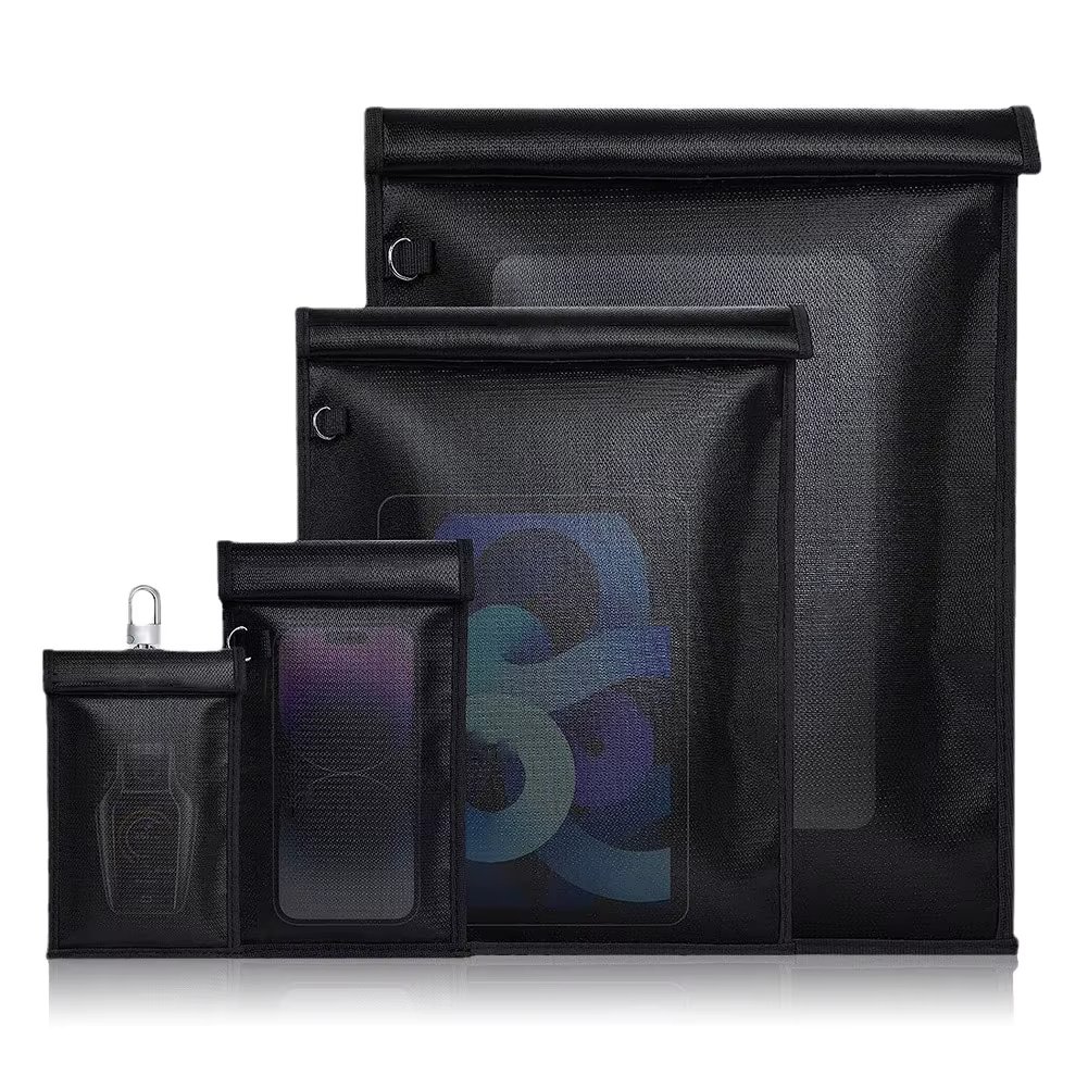 4/5 Pack Faraday Bags, RFID Signal Blocker Faraday Pouch for Car Keys,Phones, Laptops, Farady EMP bag，Waterproof & Fireproof Far