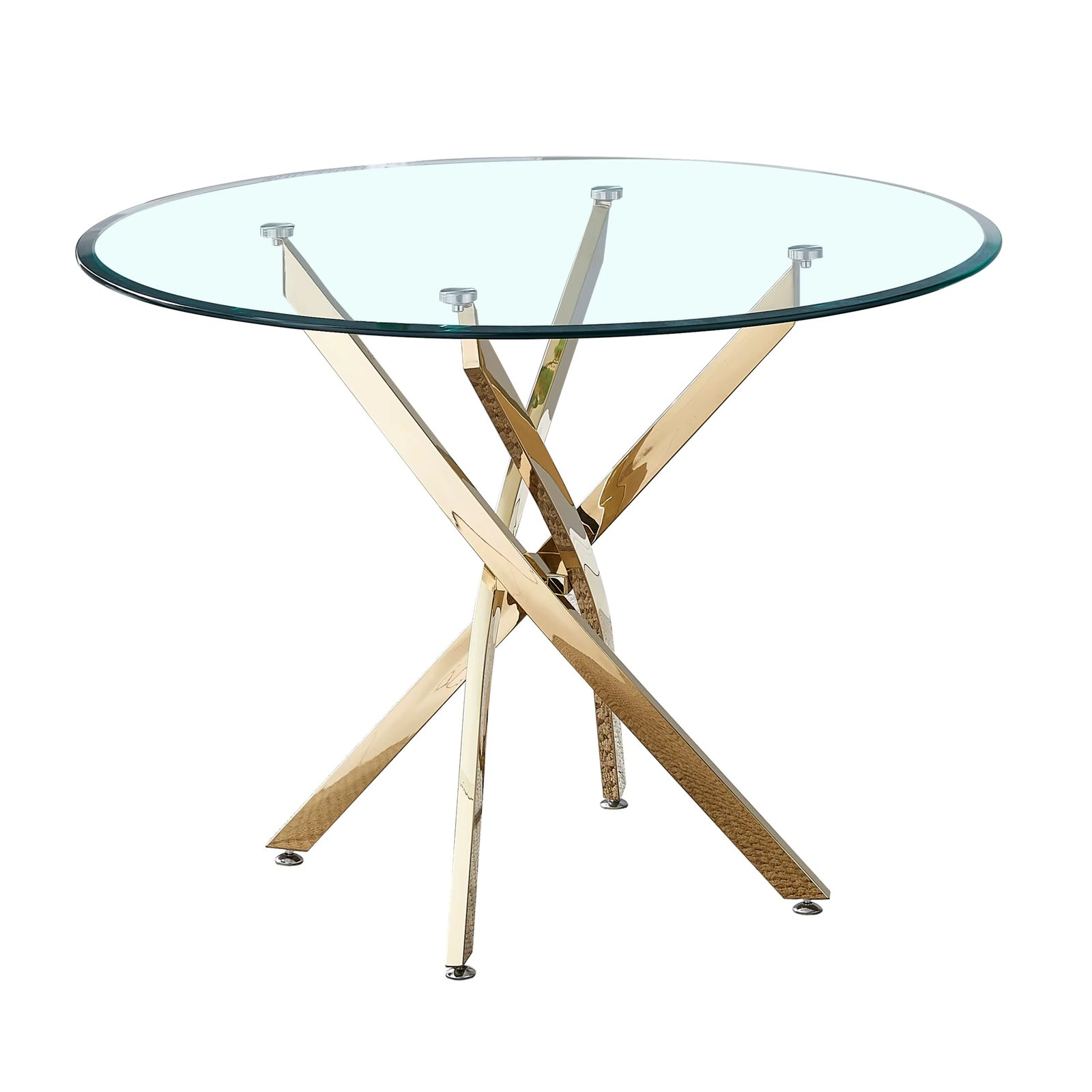 39" Artisan Modern Small Round Glass Table for Dining Room Sets Gold/Silver/Black[US-W]