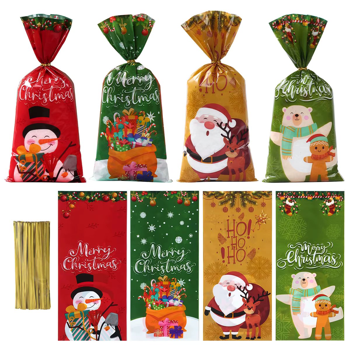 25/50/100pcs Christmas Candy Bags Christmas Decorations 2023 Santa Gift Bag  Navidad Xmas Gift Bags Cristmas Cookies Packing Bag
