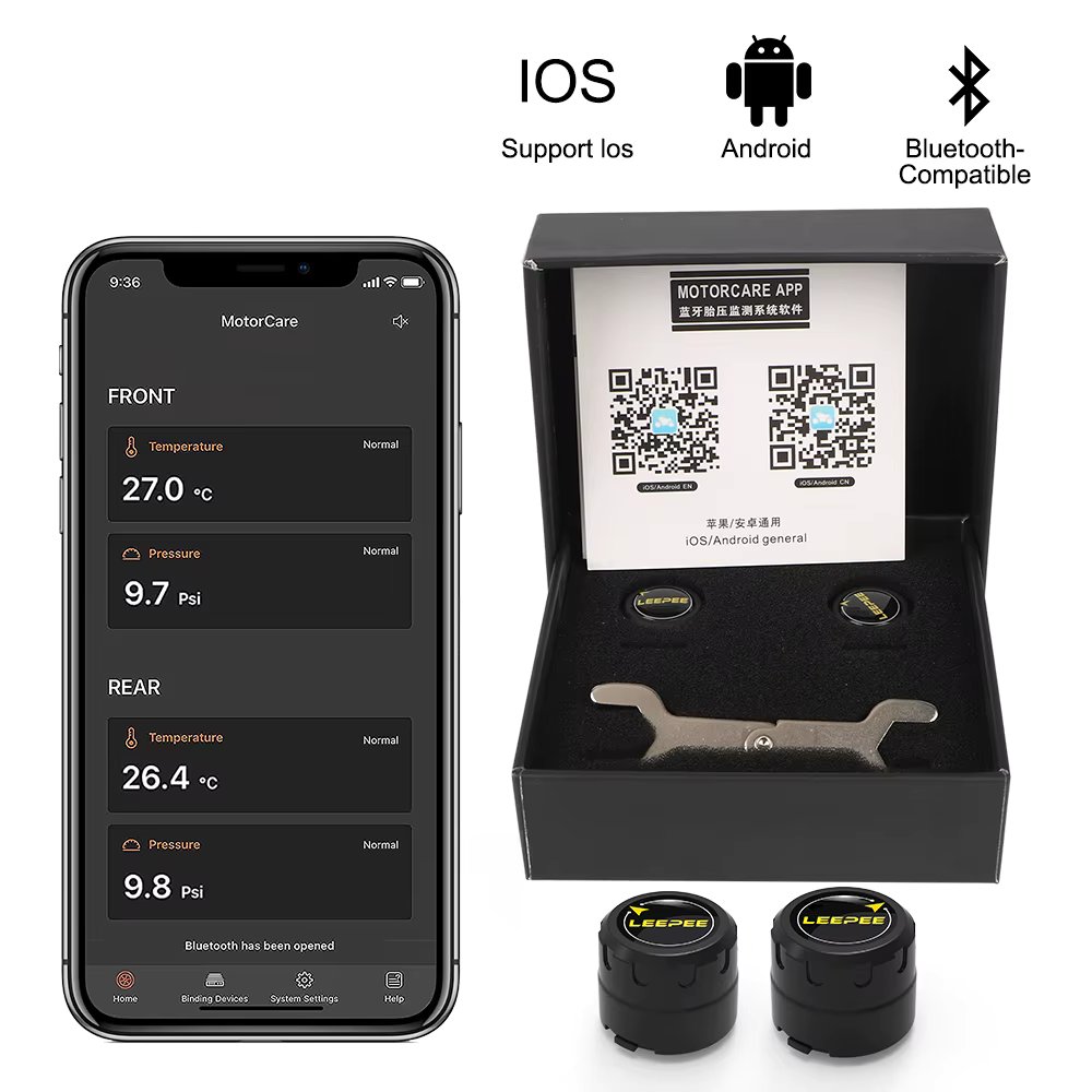 Motorcycle TPMS 2 Sensors Bluetooth 4.0 5.0 Tire Pressure Monitoring System Pit Bike Tyre Diagnostic Tools Tester Accessories