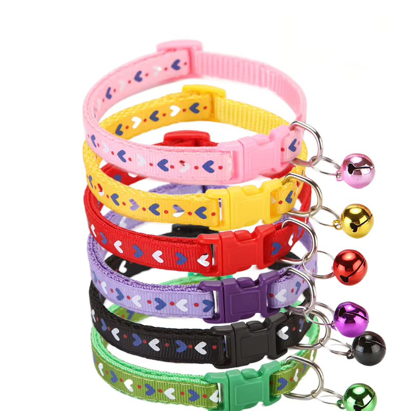 Adjustable  Love Arrow  Dog Kitten Cat Collar with Bell Polyester Buckle Collars for Small Dogs Kitten Accessories Supplies